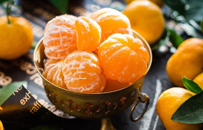 Freshly peeled oranges